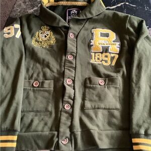 USA Rugby men’s green letterman varsity button up cardigan size 3X